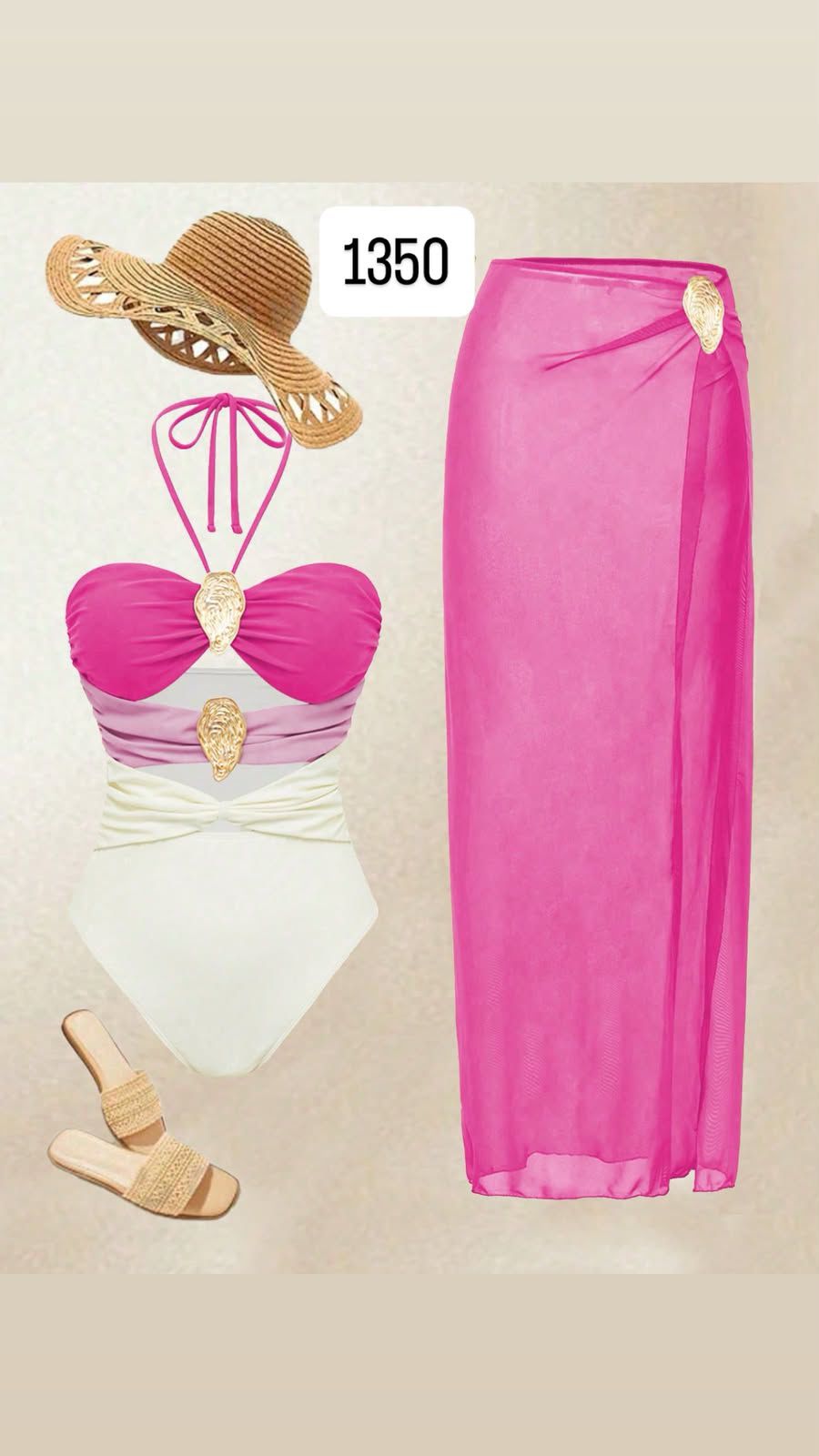 Burgundy Textured Bikini and Skirt Set
