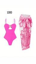 Starfish Detail Pink Swimsuit & Patterned Sarong